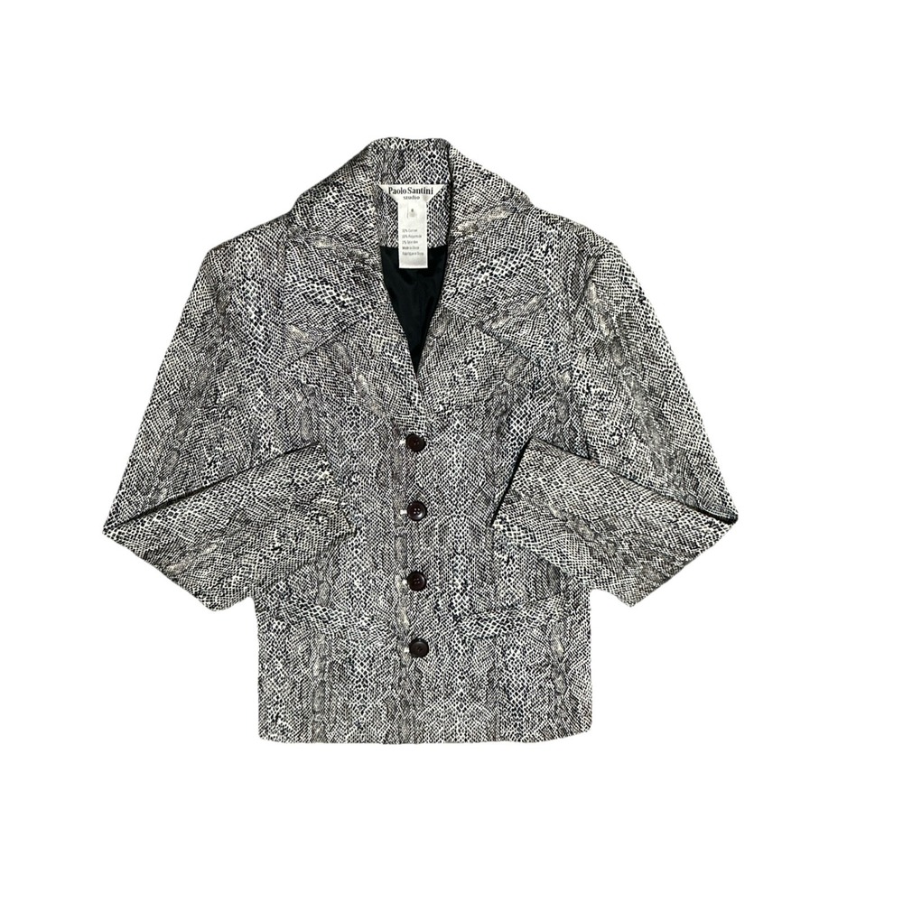 Paolo Santini Studio Snakeskin Print Suit Blazer Pants Womens Size 6 Stretch - Picture 12 of 15